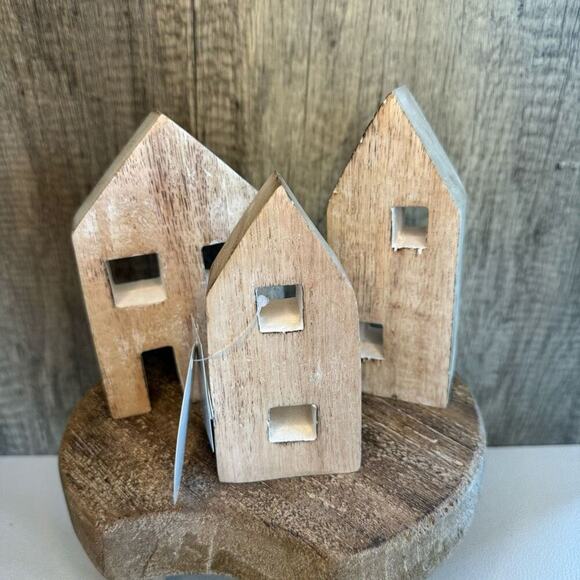 Rustic Neutral Home Decor Mango Wood Houses NEW FAST SHIP - Picture 7 of 8